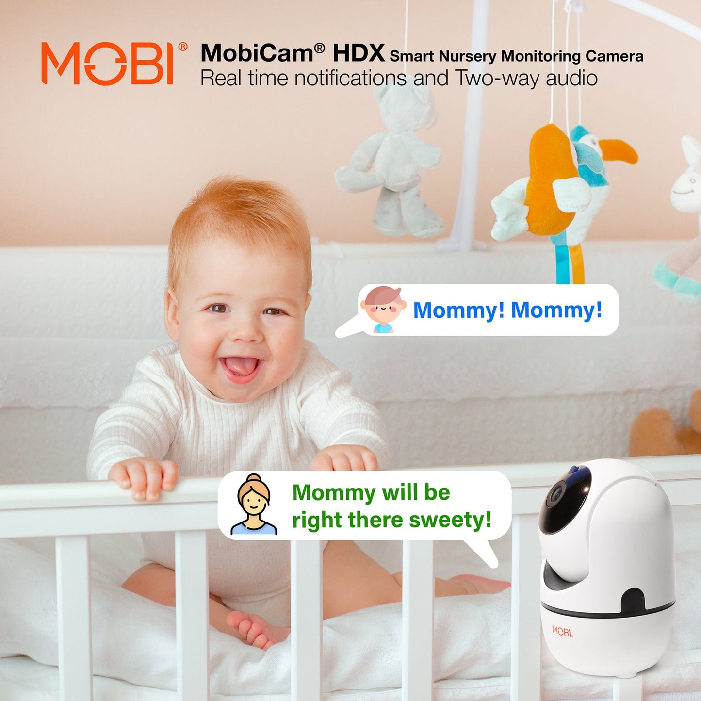 cam HDX Wi-Fi Pan & Tilt Smart Nursery Monitoring Camera, Baby Video Monitoring, Home Security