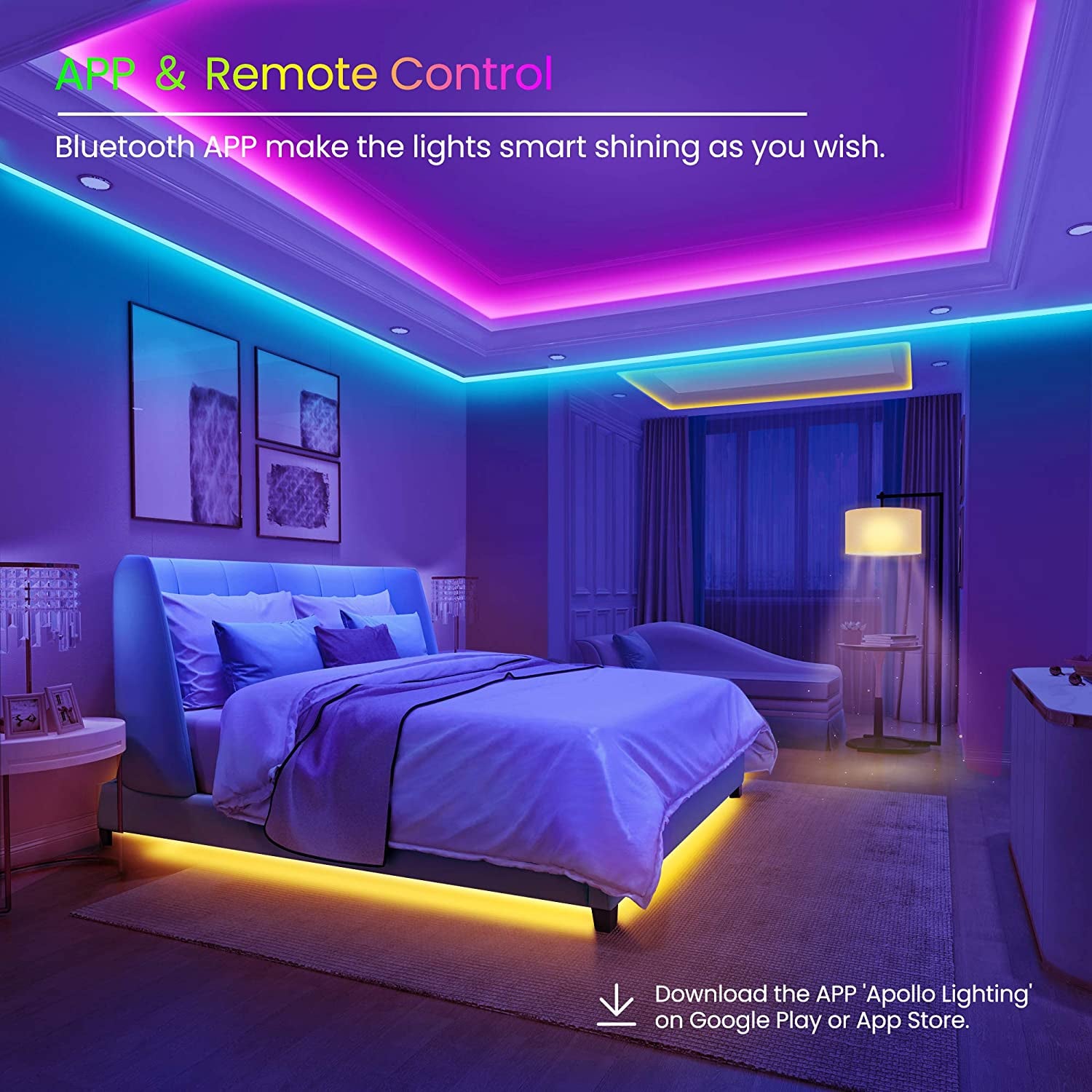 50 FT LED Strip Lights,Bluetooth LED Lighting for Bedroom