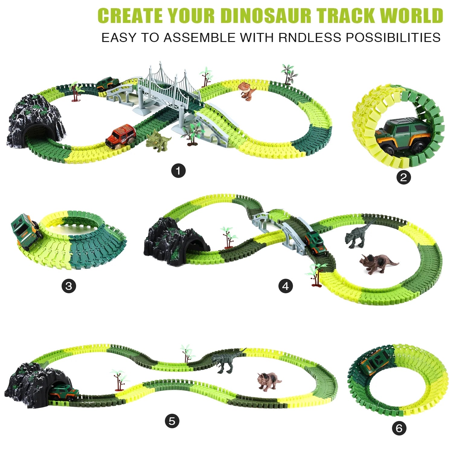 Dinosaur Toys Race Car Track Set