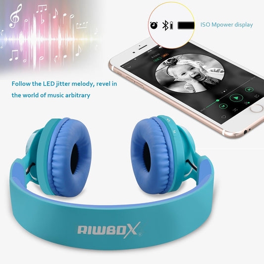 WT-7S Kids Bluetooth Headphones, LED Light up Wireless