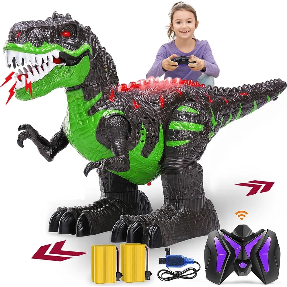 Remote Control Dinosaur Toys for Boys Girls, 2.4G RC Dinosaur Robot T-Rex with Light Sound, Kids Boy Toys Ages 3 4 5 6 7 8+ Year Old Black