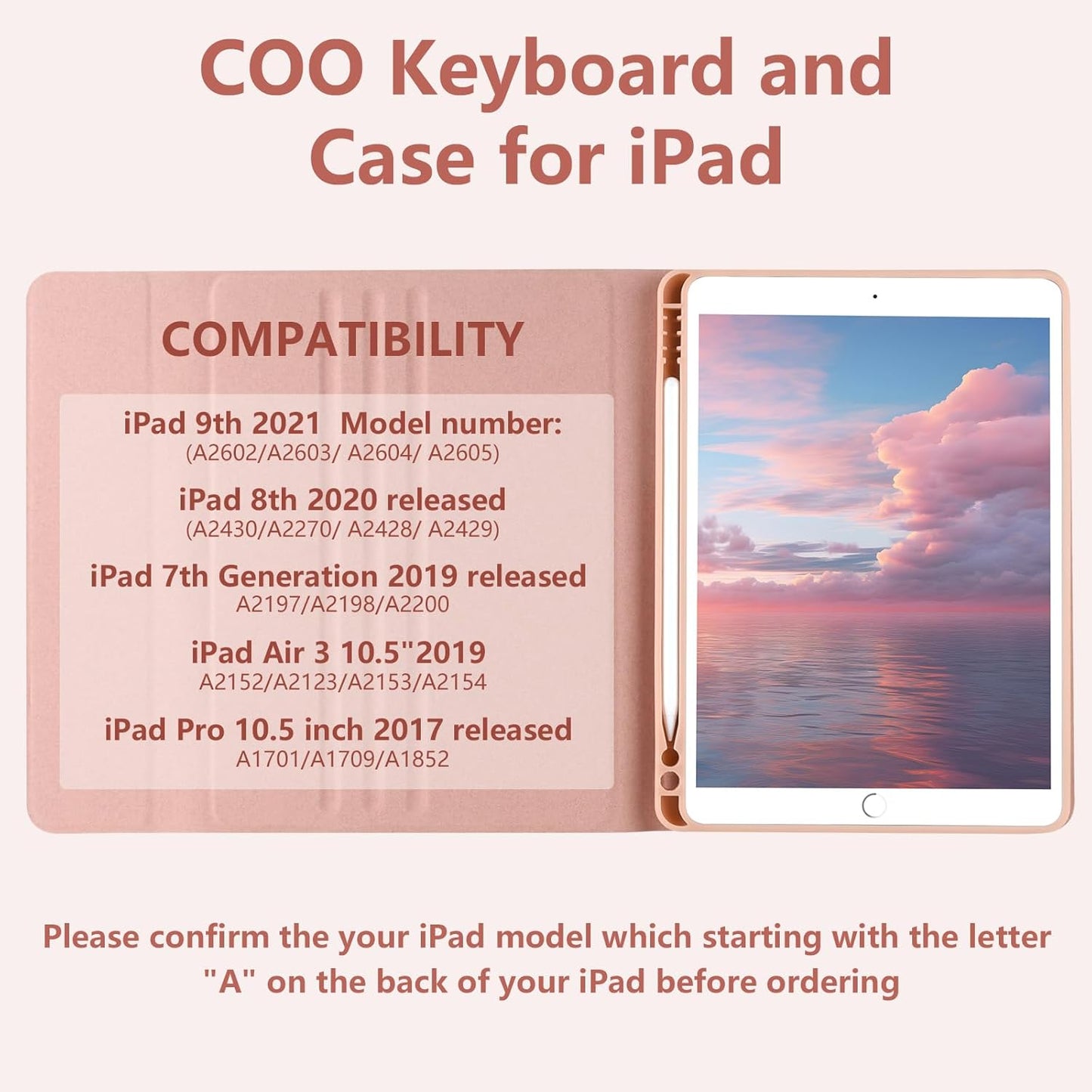 For Ipad 9Th Gen 2021 Case with Keyboard 10.2 Inch, for Ipad 8Th Gen 2020/7Th Gen 2019/Air 3/Pro 10.5 Keyboard Case, Detachable Wireless Bluetooth Keyboard with Pencil Holder for Ipad 2021 9Th