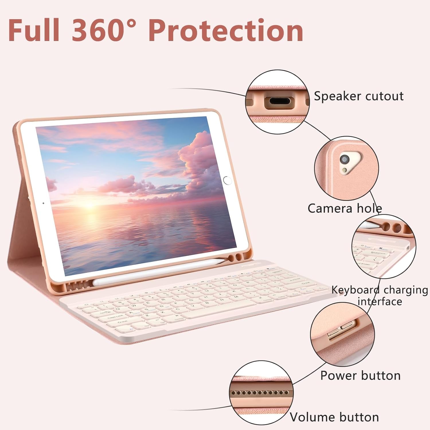 For Ipad 9Th Gen 2021 Case with Keyboard 10.2 Inch, for Ipad 8Th Gen 2020/7Th Gen 2019/Air 3/Pro 10.5 Keyboard Case, Detachable Wireless Bluetooth Keyboard with Pencil Holder for Ipad 2021 9Th