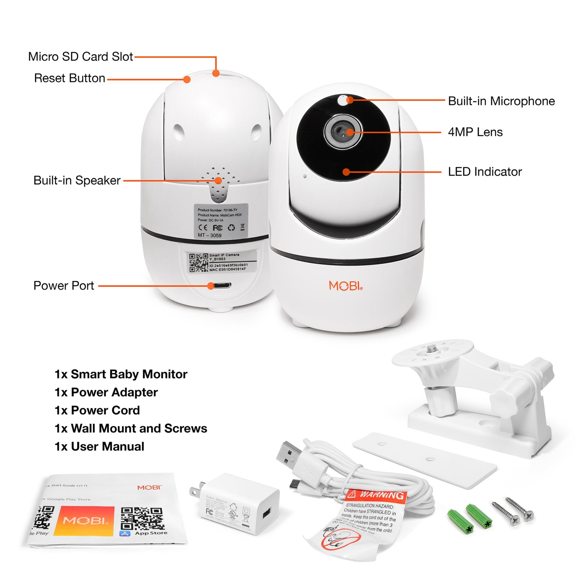 cam HDX Wi-Fi Pan & Tilt Smart Nursery Monitoring Camera, Baby Video Monitoring, Home Security