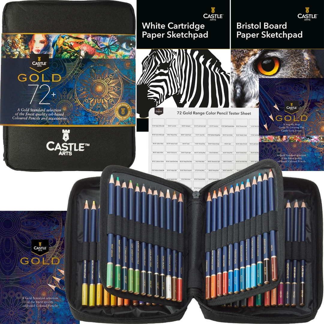 Gold Standard 72 Coloring Pencils Zipper Set with Extras