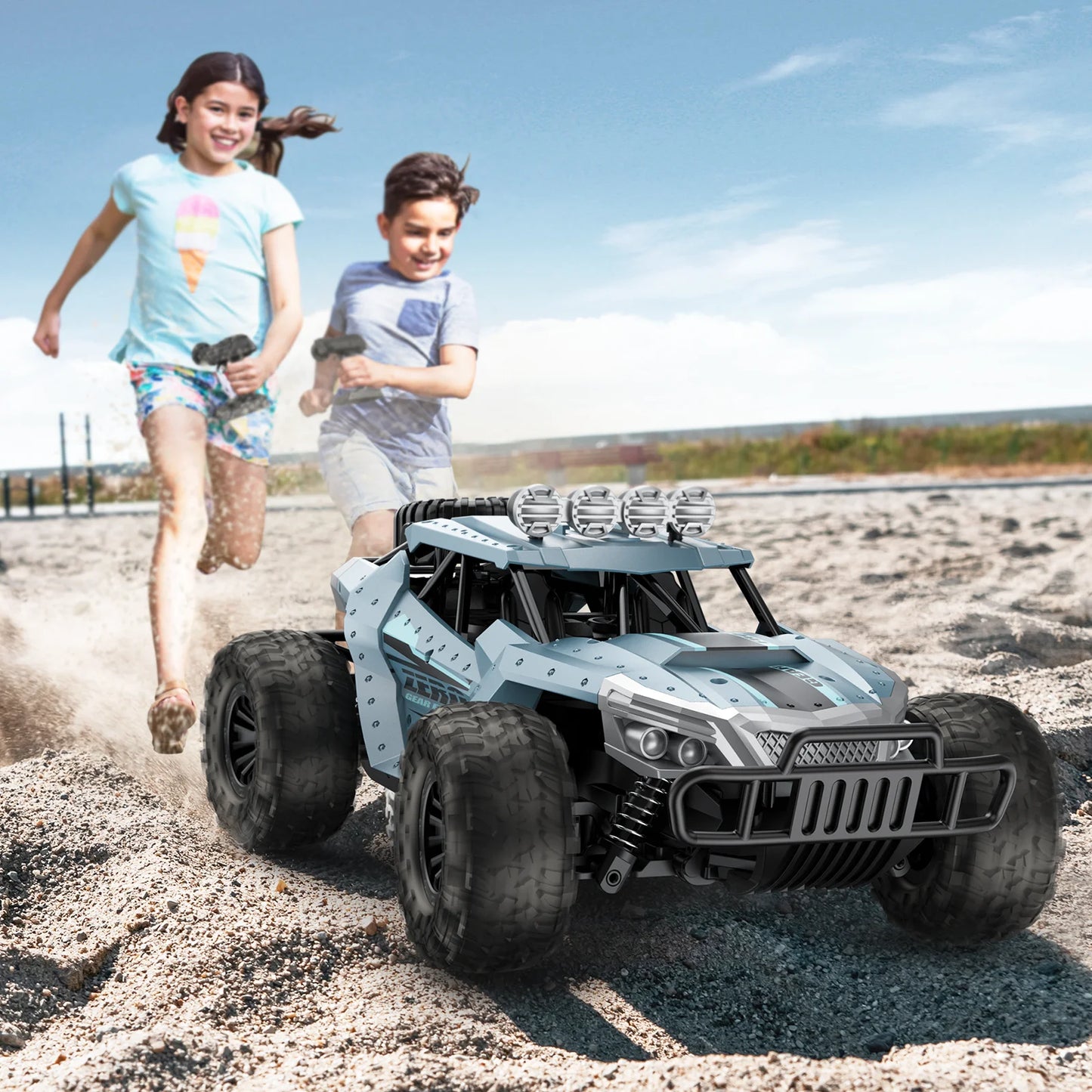 Remote Control Car, 2.4Ghz 15+MPH RC Cars Toys, 1:16 RC Truck off Road Hobby Toys with 2 Rechargeable Battery Gift for Boys Age 4-7 8-12 Kids