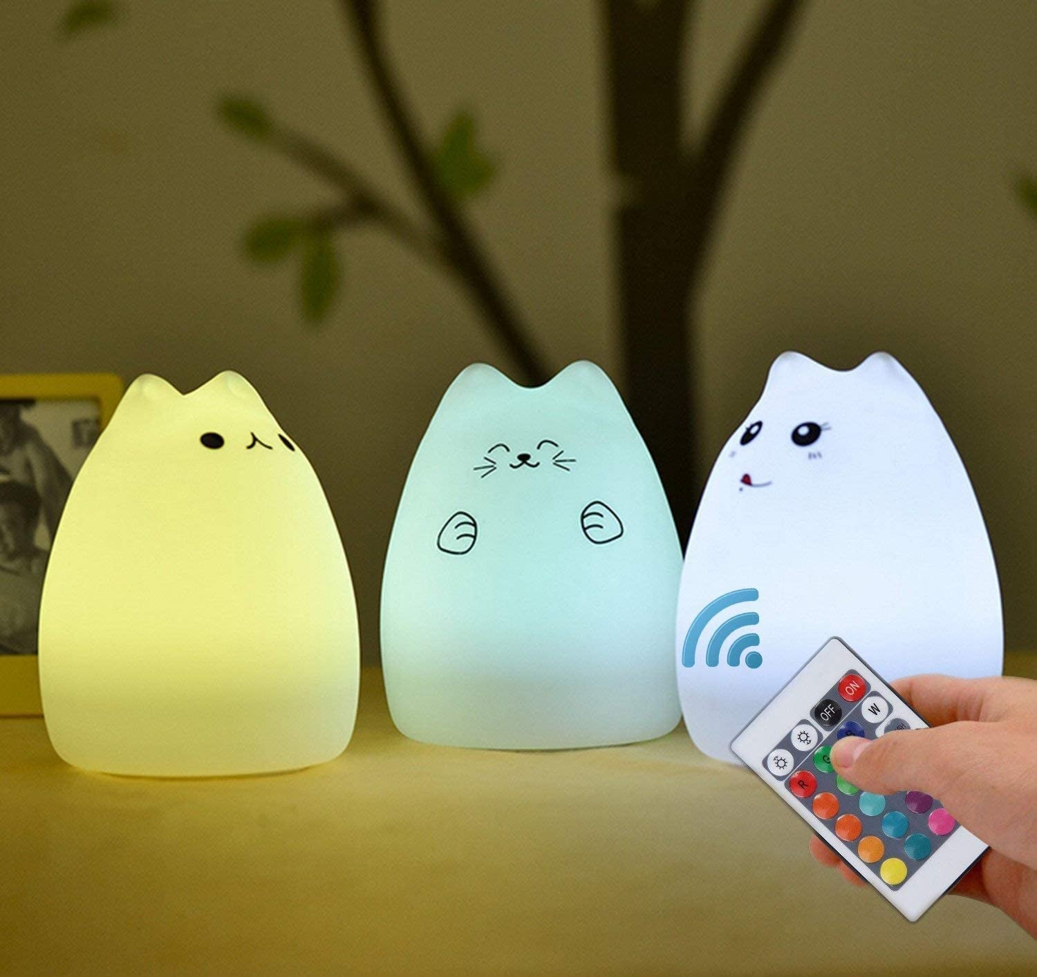 Cat Lamp, Remote Control Silicone Kitty Night Light