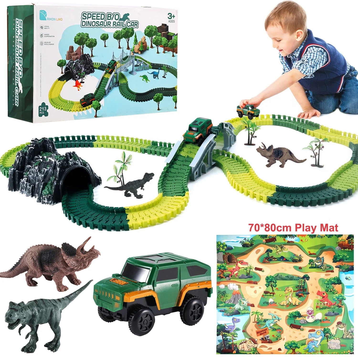 Dinosaur Toys Race Car Track Set